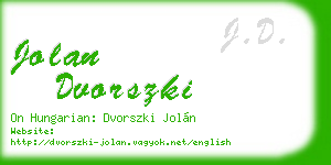 jolan dvorszki business card